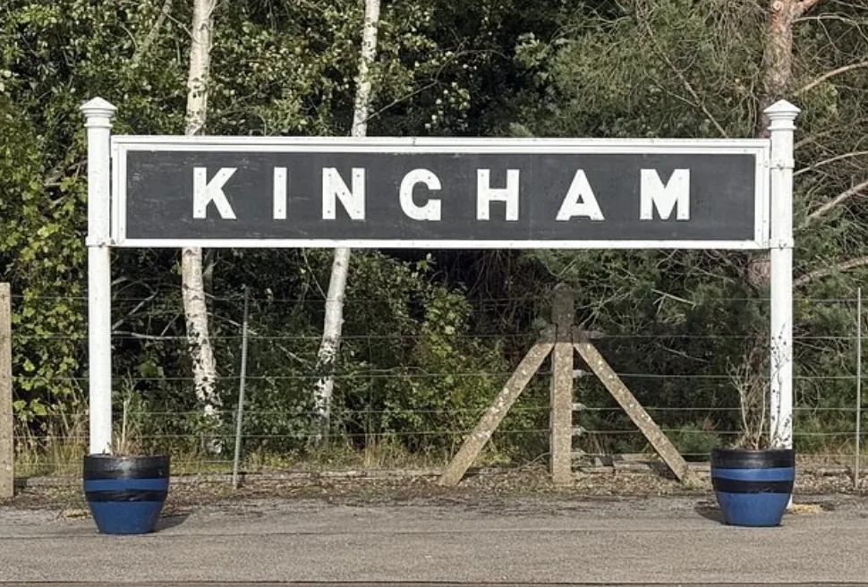 Kingham railway station sign