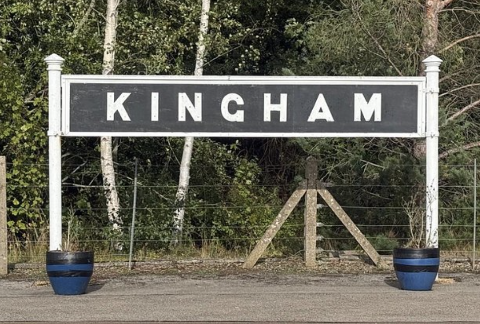 Kingham railway station sign
